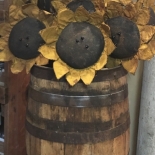 sunflowers in barrel